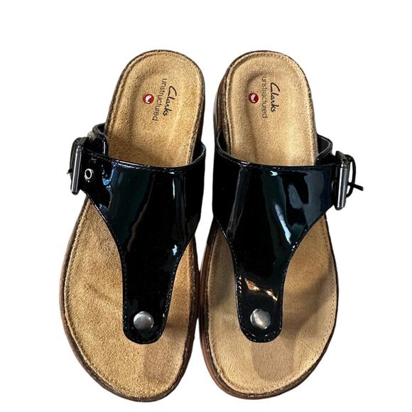 Clarks Womens Elayne Step Patent leather slip on sandal NEW Size 6 - Picture 5 of 10